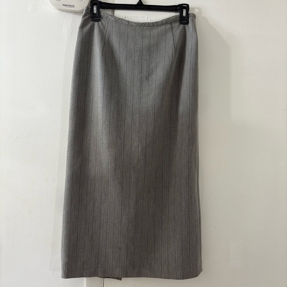 Focus 2000 Dresses & Skirts - Vtg Focus 2000 Y2K Pinstripe Pencil Skirt Gray Black Lined Back Slit Sz 4 Career
